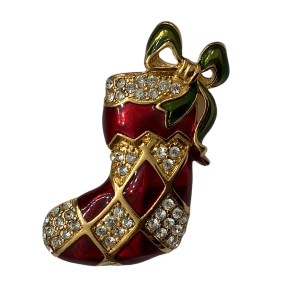 Monet Christmas Stocking Brooch